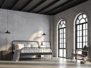 white-brick-wall-polished-concrete-floor-and-black-wood-ceiling-furnished+1